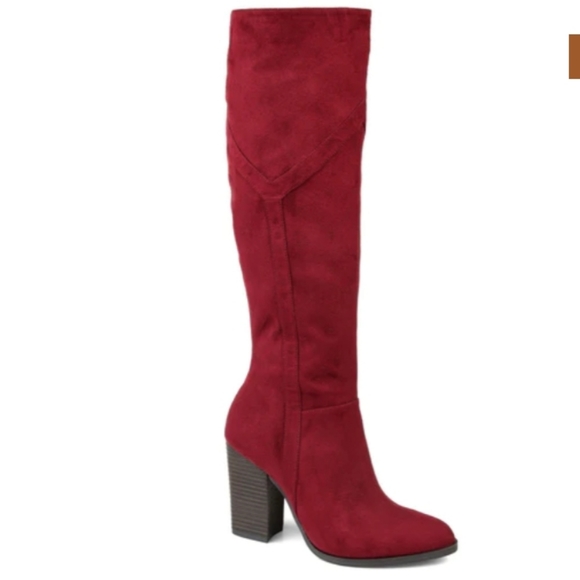 Journee Collection Shoes - Journee Collection Kyllie Knee High Boot Burgundy Faux Suede -7